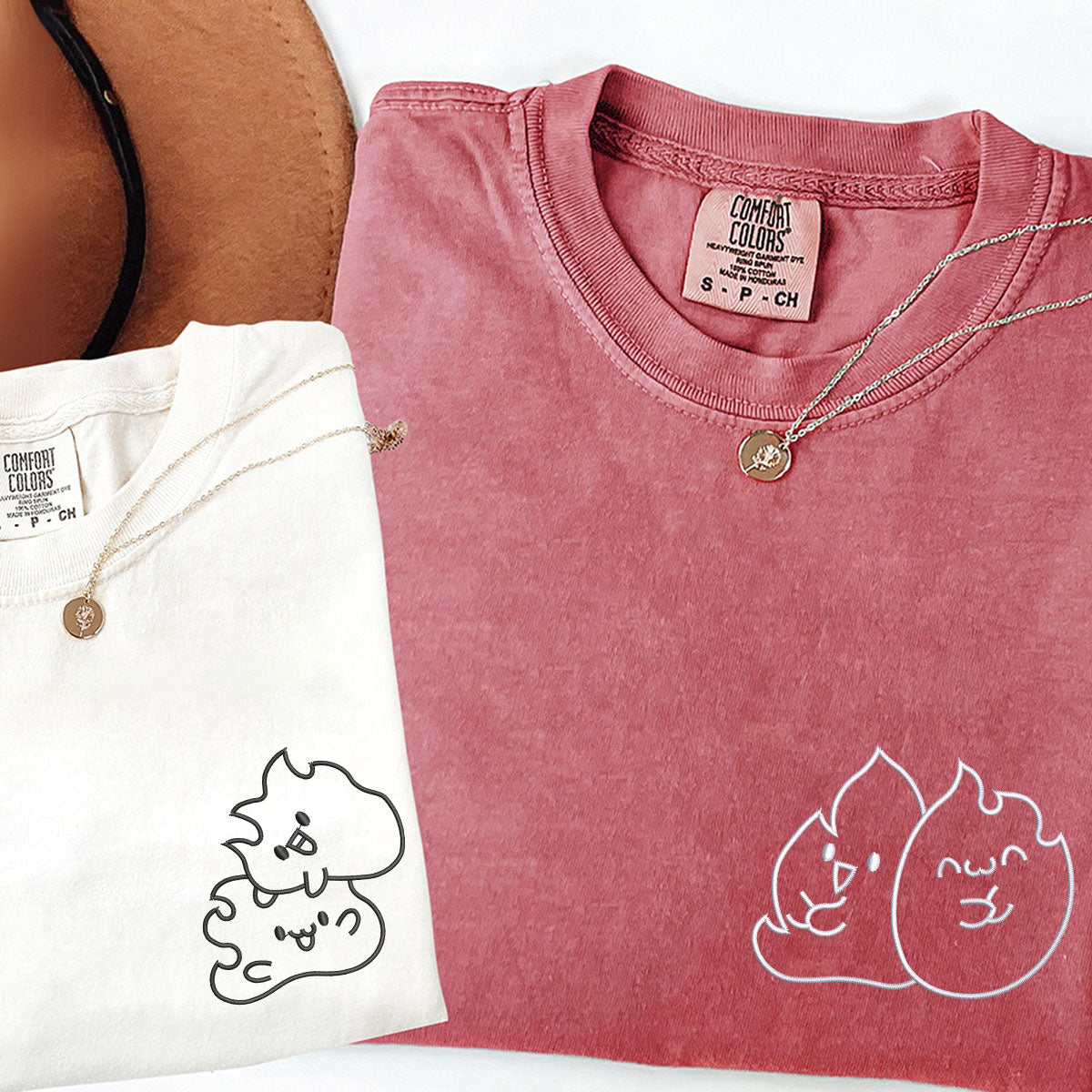 Custom Embroidered Twin Flame Matching T-shirts for Couples