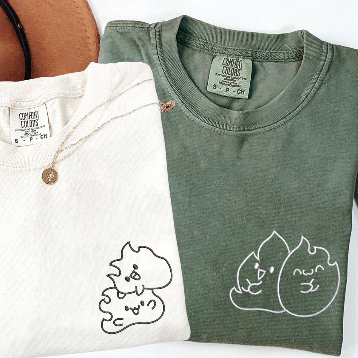 Custom Embroidered Twin Flame Matching T-shirts for Couples