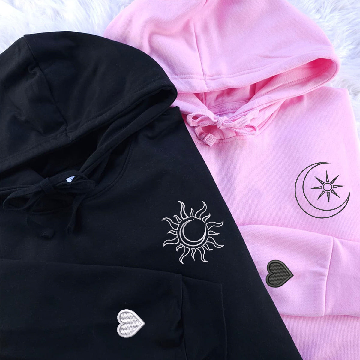 Individuell bestickte Zwei-in-Eins-Kapuzenpullover für Paare