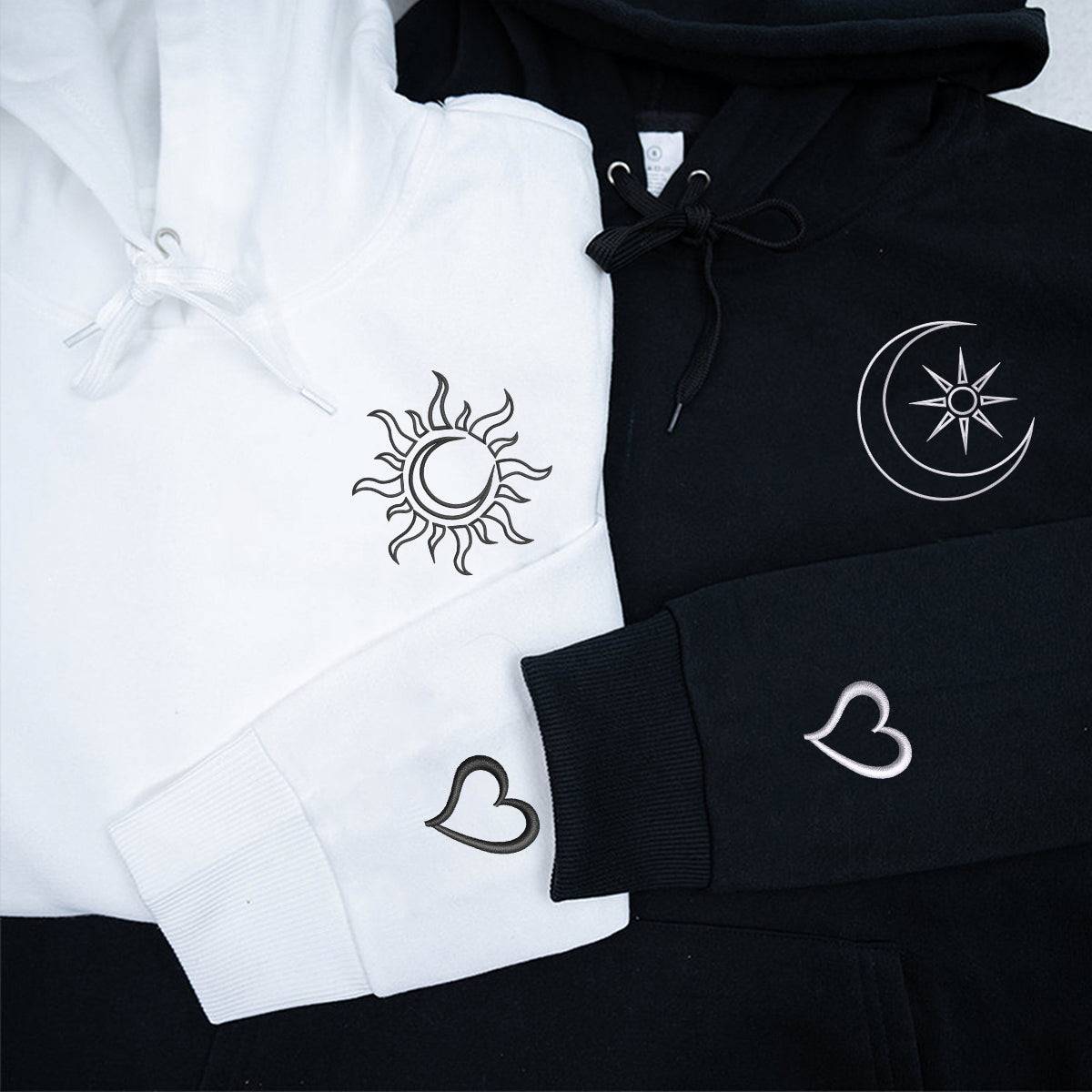 Individuell bestickte Zwei-in-Eins-Kapuzenpullover für Paare