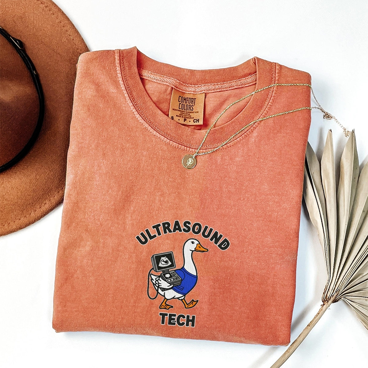 Custom Embroidered Ultrasound Tech Goose T-Shirt | Funny Sonographer Tee – Retro Medical Imaging Gift
