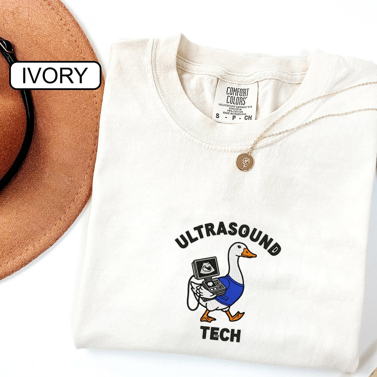 Custom Embroidered Ultrasound Tech Goose T-Shirt | Funny Sonographer Tee – Retro Medical Imaging Gift