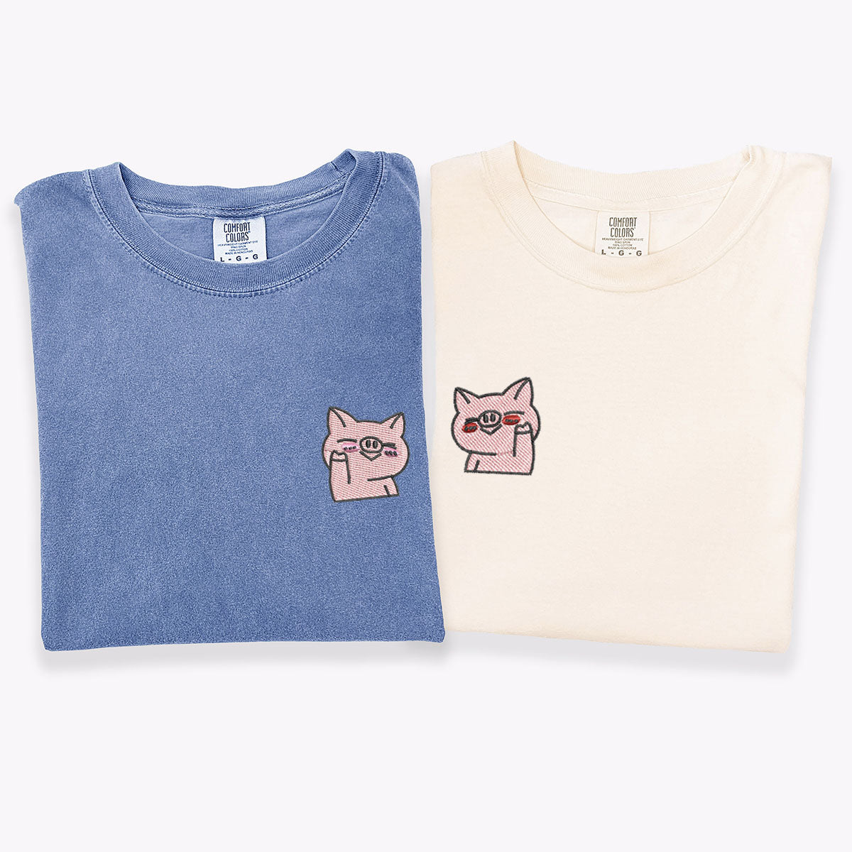 Individuell bestickte winkende Schweine passende T-Shirts für Paare