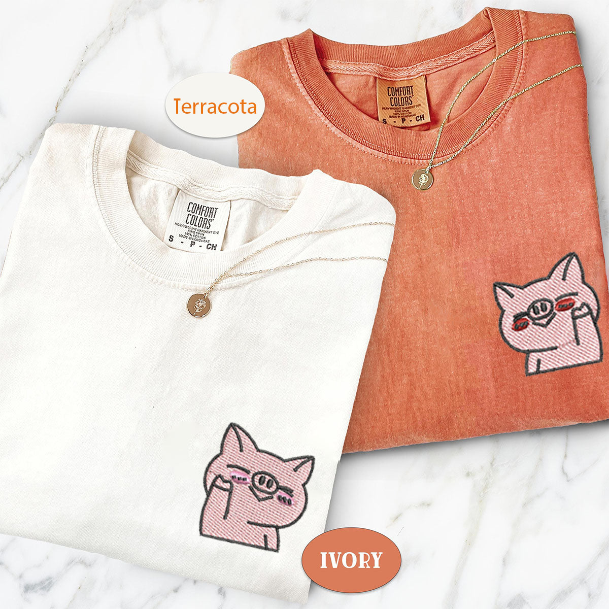 Individuell bestickte winkende Schweine passende T-Shirts für Paare