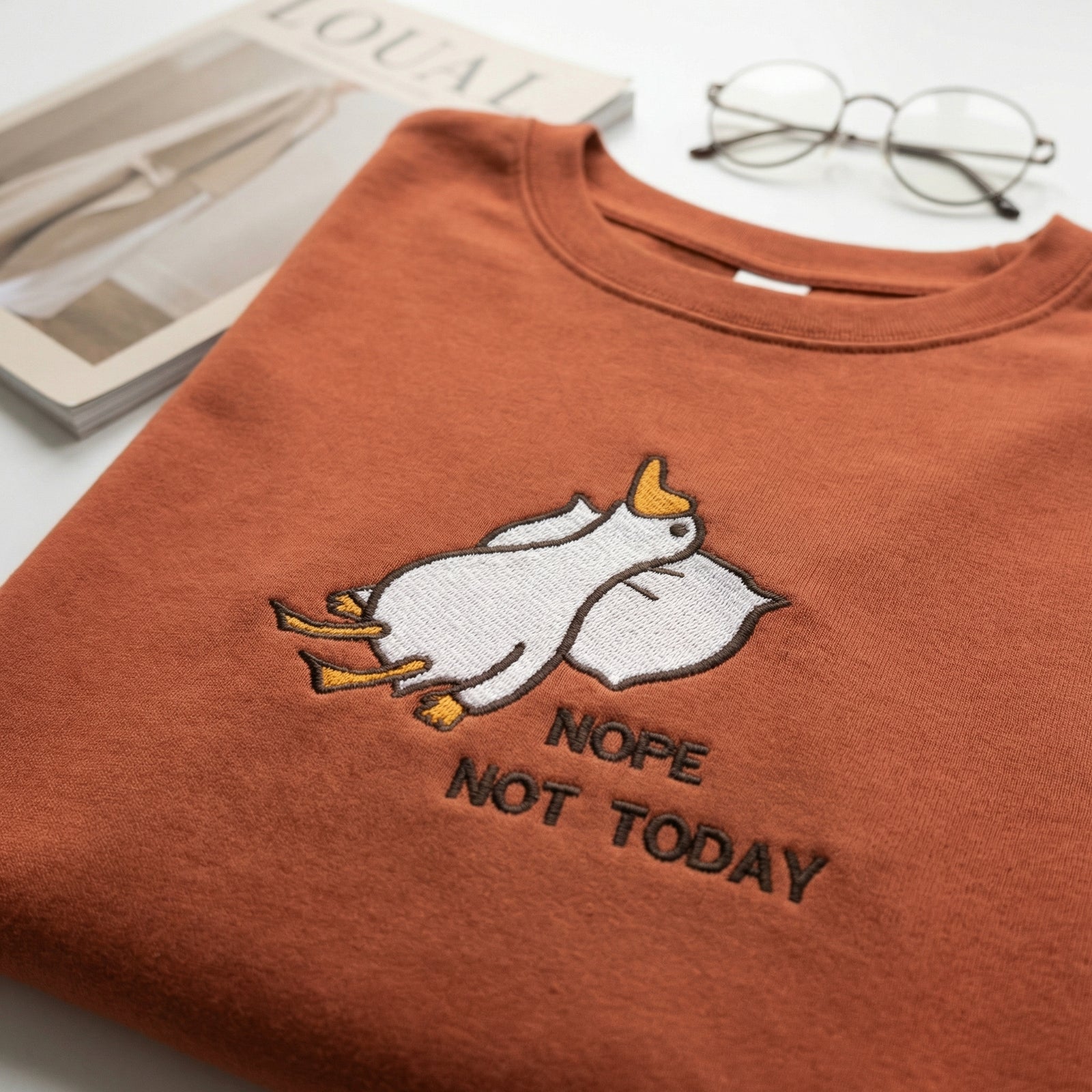 Custom Embroidered Silly Goose Nope Not Today T-Shirt - Funny Friend Gift