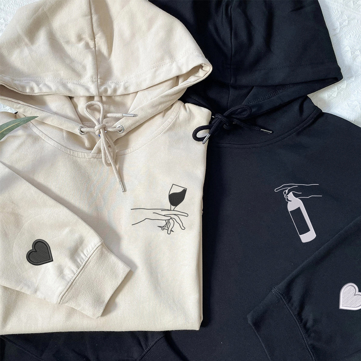 Individuell bestickte Wein-Connecting-People-Kapuzenpullover für Paare