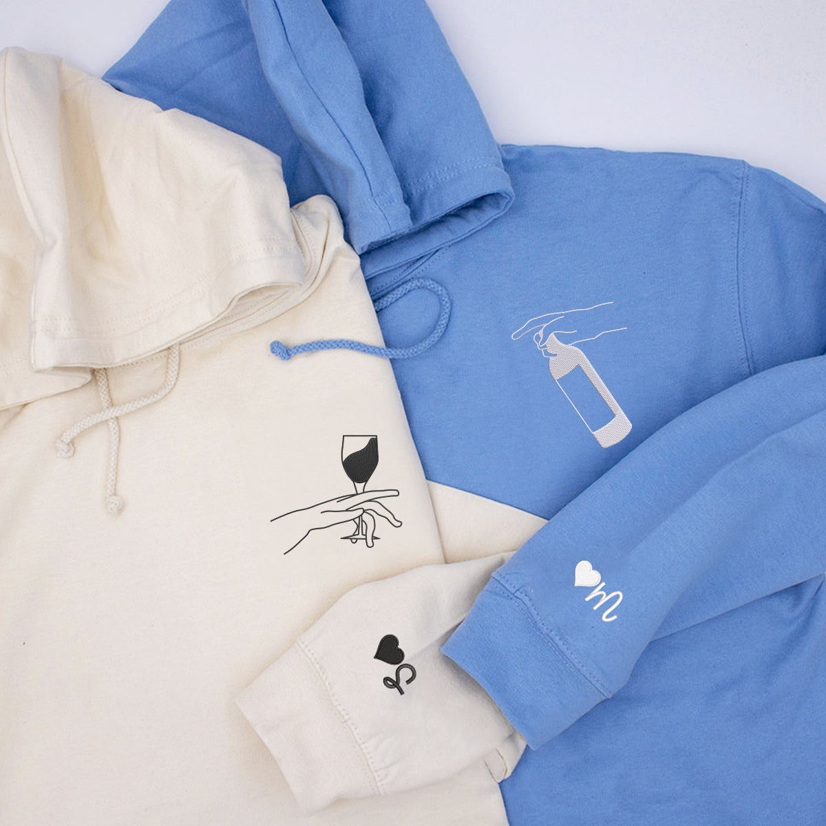 Individuell bestickte Wein-Connecting-People-Kapuzenpullover für Paare