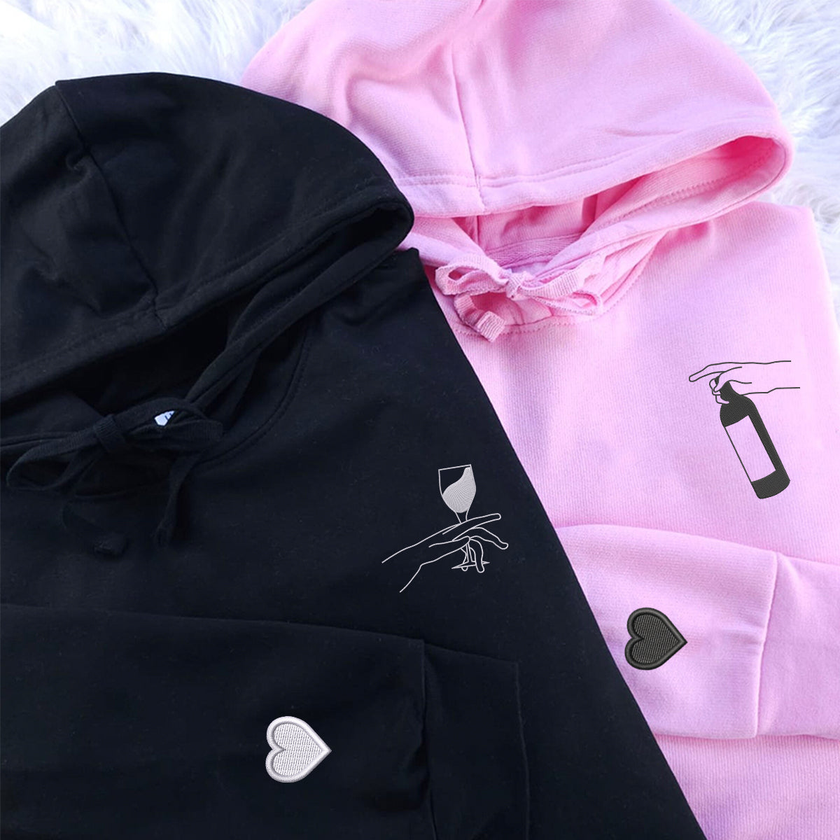 Individuell bestickte Wein-Connecting-People-Kapuzenpullover für Paare