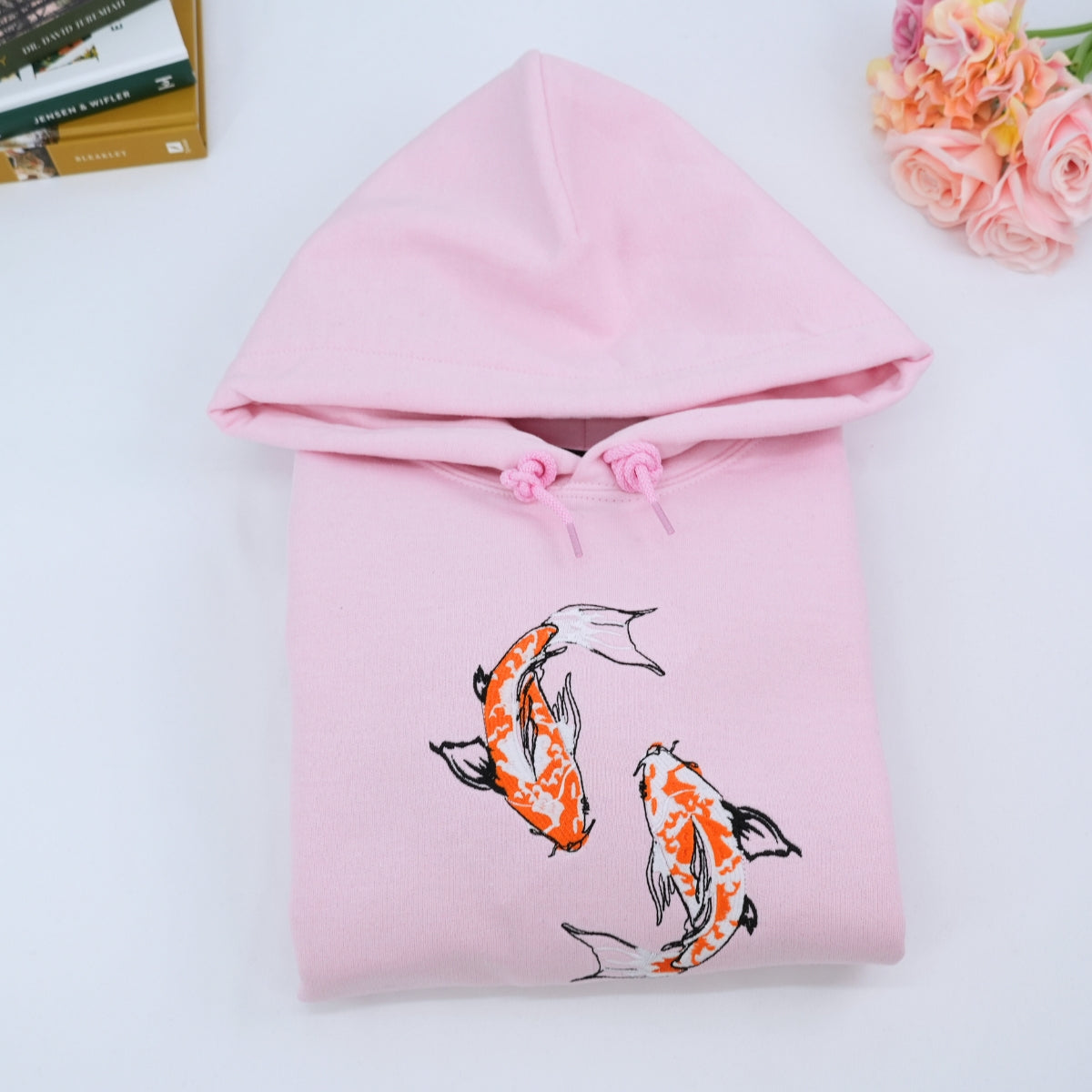 Individuell bestickte Yin &amp; Yang Koi Fisch Passende Hoodies für Paare