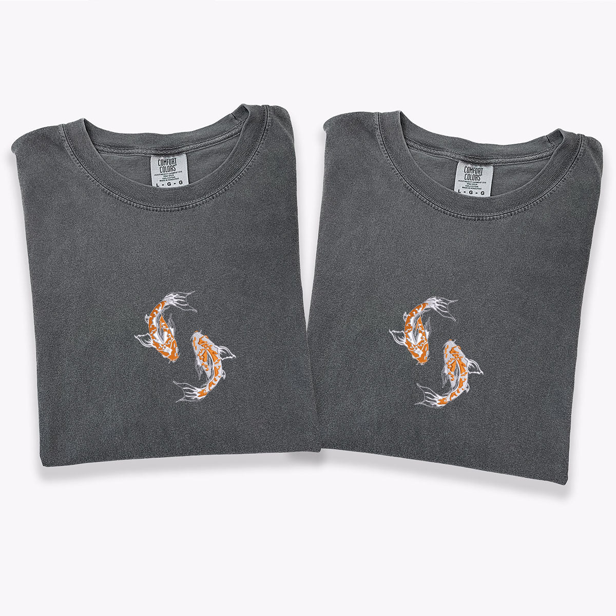 Individuell bestickte Yin &amp; Yang Koi Fisch Passende T-Shirts für Paare