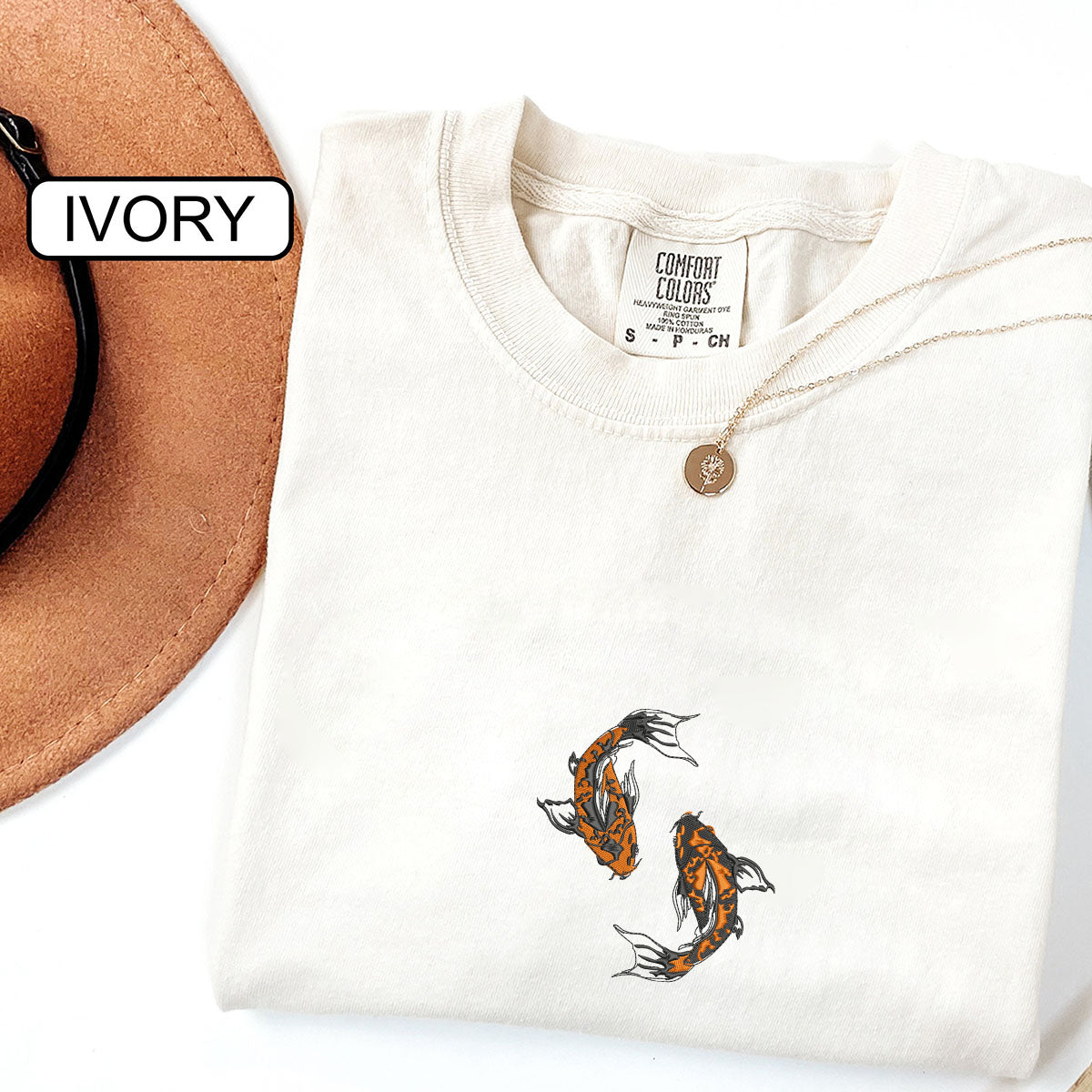 Individuell bestickte Yin &amp; Yang Koi Fisch Passende T-Shirts für Paare