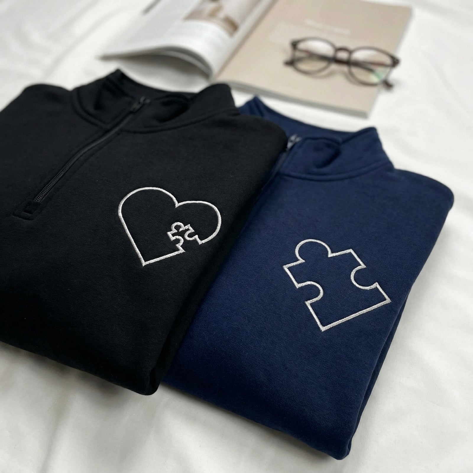 Sweats à capuche brodés personnalisés assortis pour couples