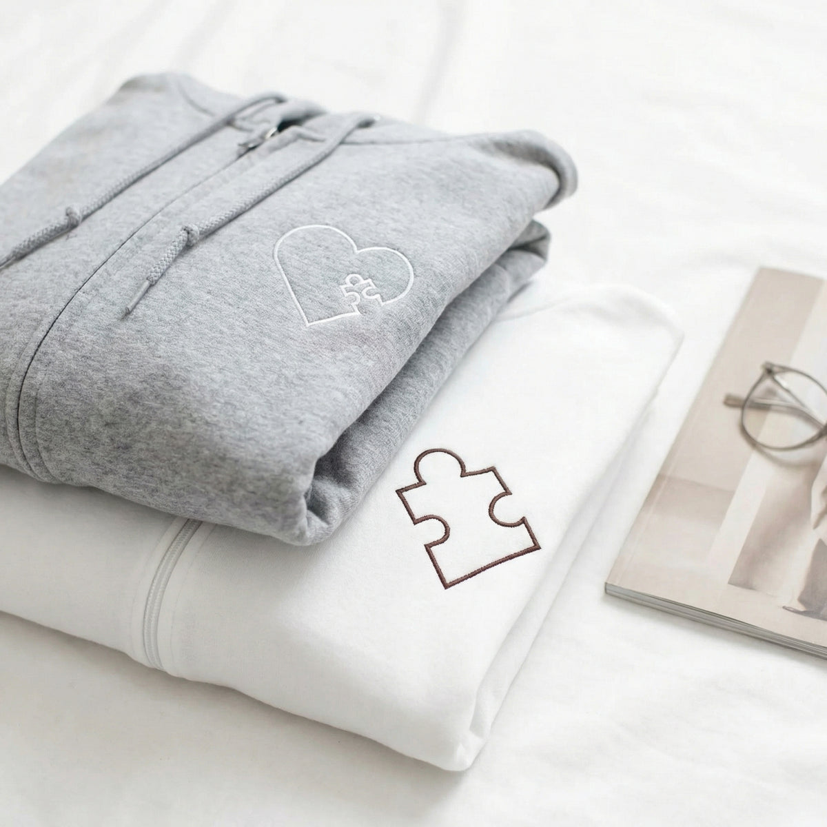 Sweats à capuche brodés personnalisés assortis pour couples