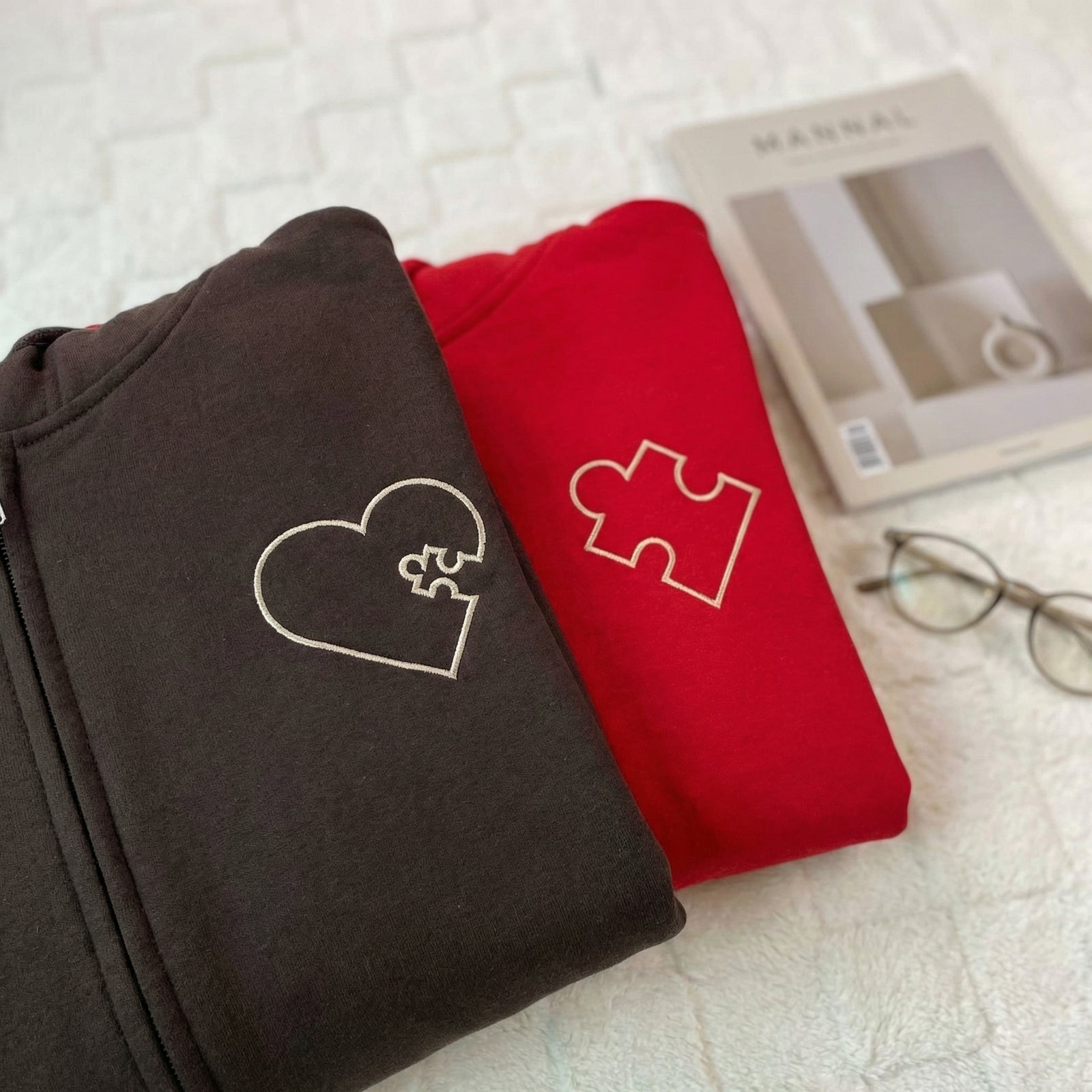 Sweats à capuche brodés personnalisés assortis pour couples