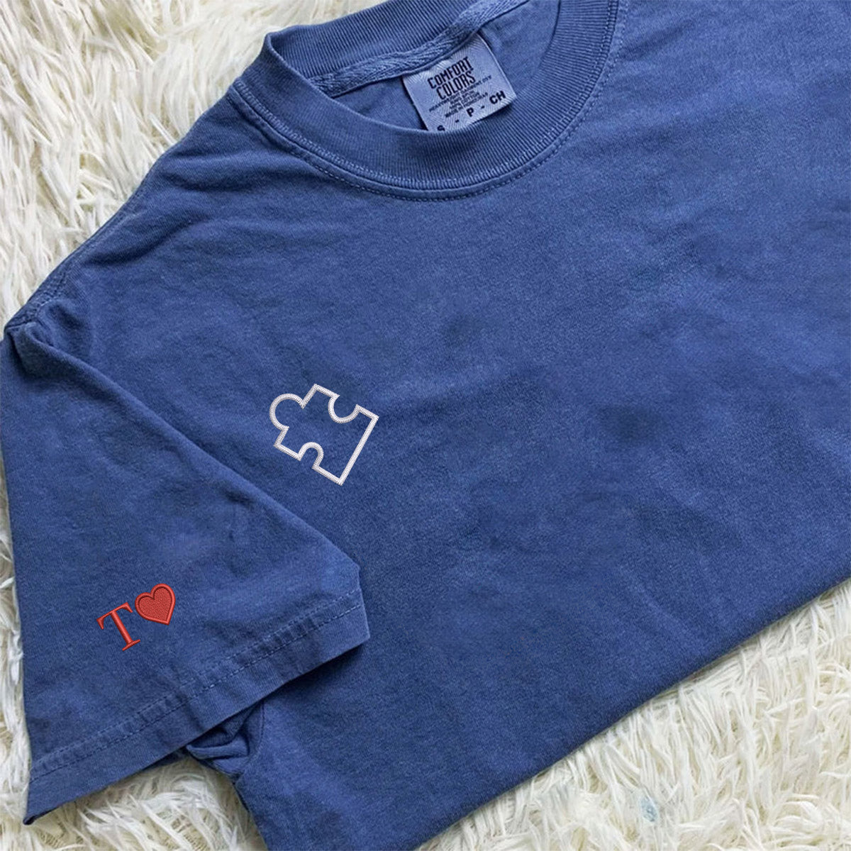 Individuell bestickte „You Complete Me“-Herzpuzzle-T-Shirts für Paare