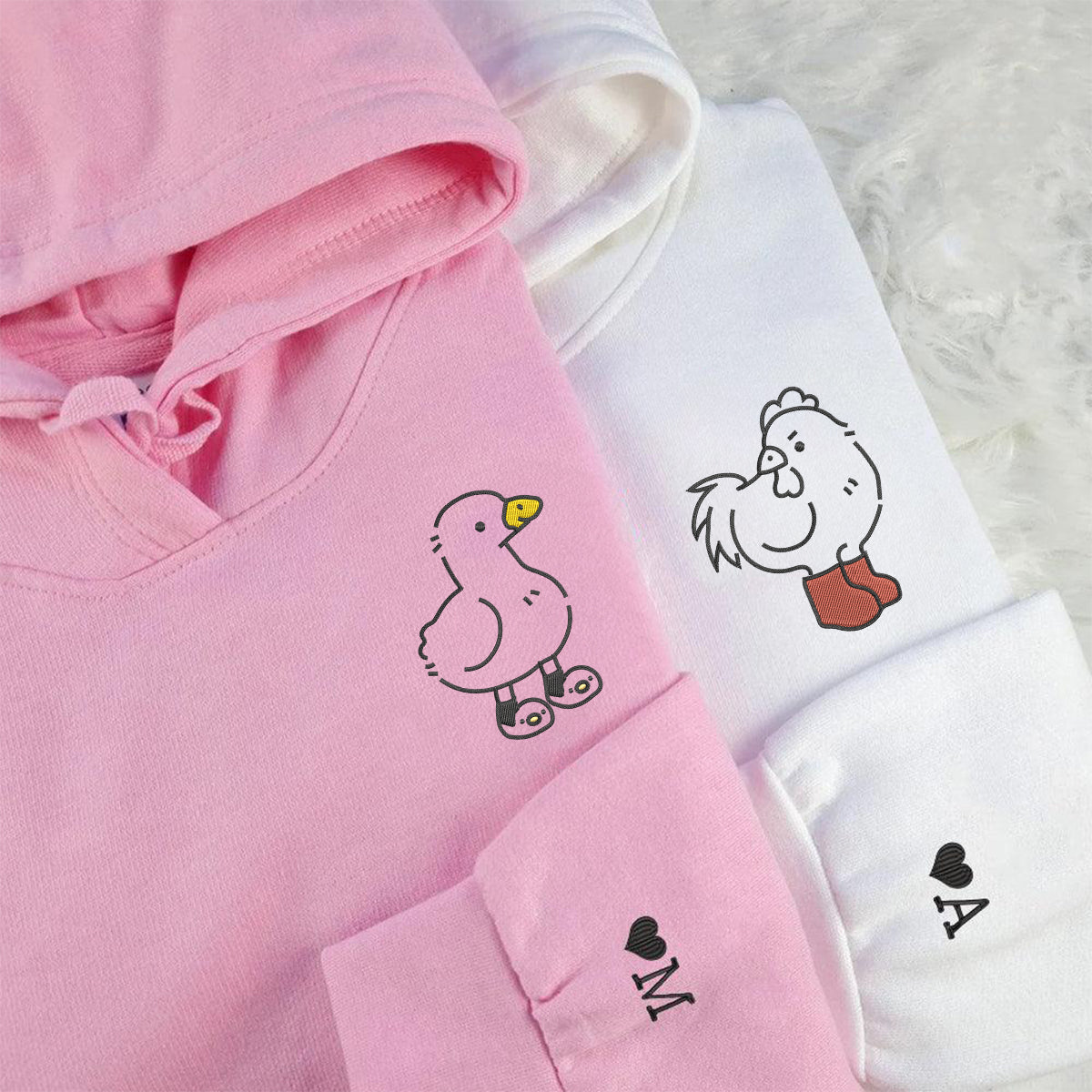 Individuell bestickte Engel- und Dämonenkatze-Kapuzenpullover für Paare