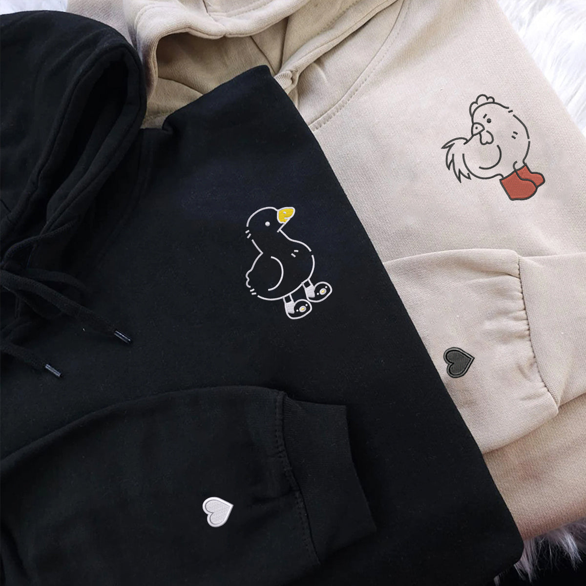 Individuell bestickte Engel- und Dämonenkatze-Kapuzenpullover für Paare