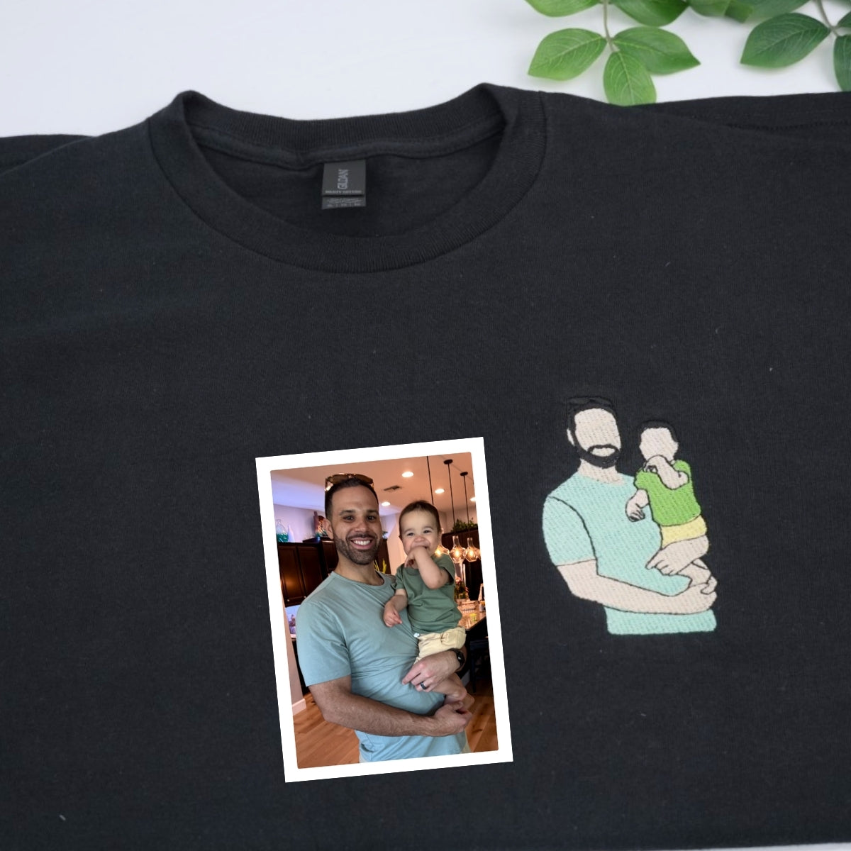 Custom Family Portrait T-Shirt - Embroidered Family Photo Shirt - Perfect Father's Day Gift