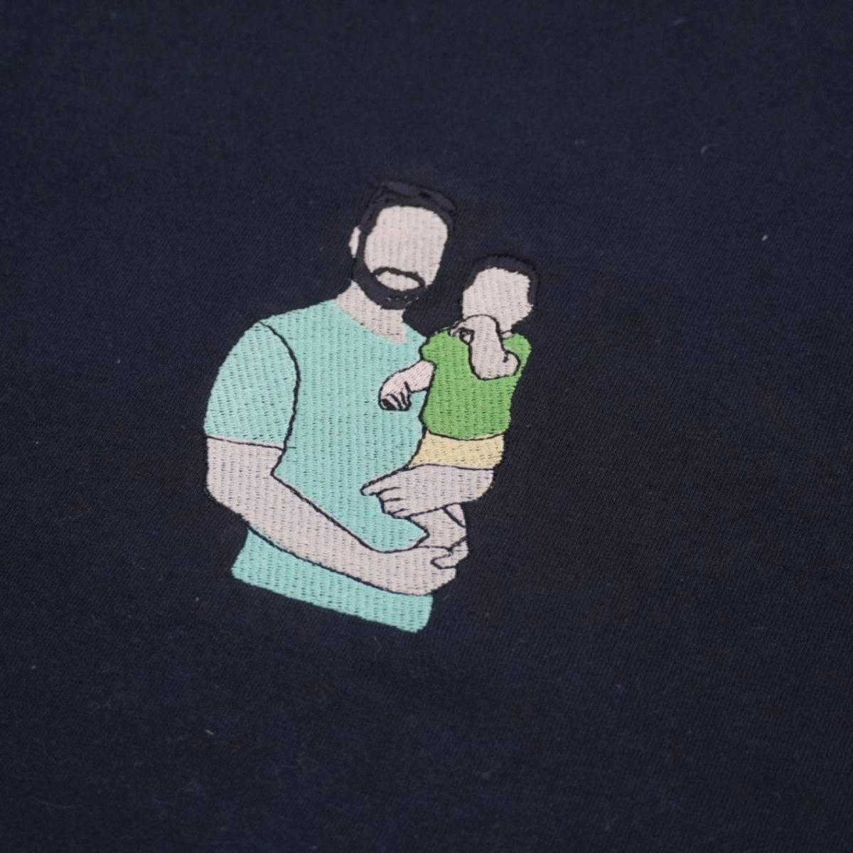 Custom Family Portrait T-Shirt - Embroidered Family Photo Shirt - Perfect Father's Day Gift