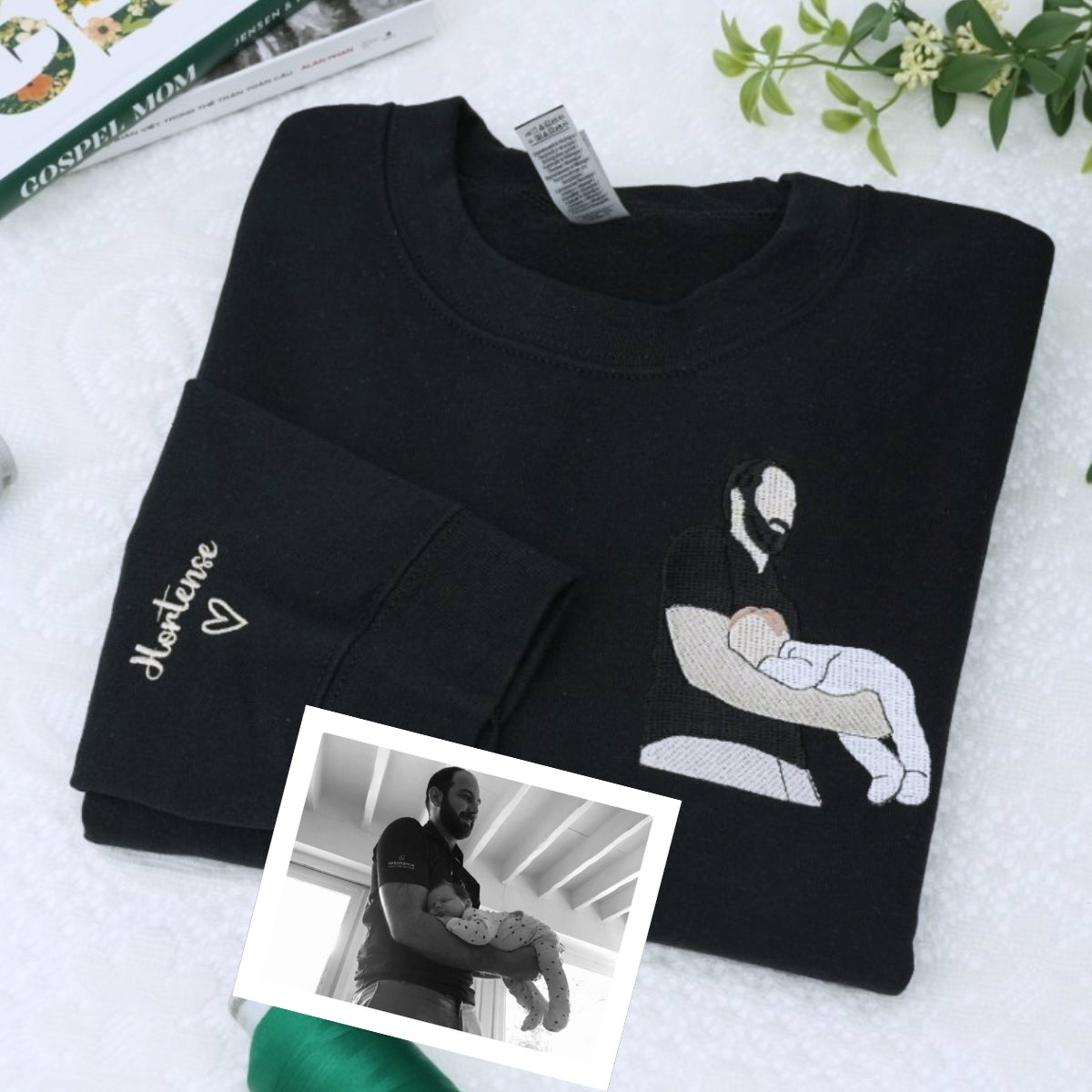 Individuell bestickte Engel- und Dämonenkatze-Kapuzenpullover für Paare