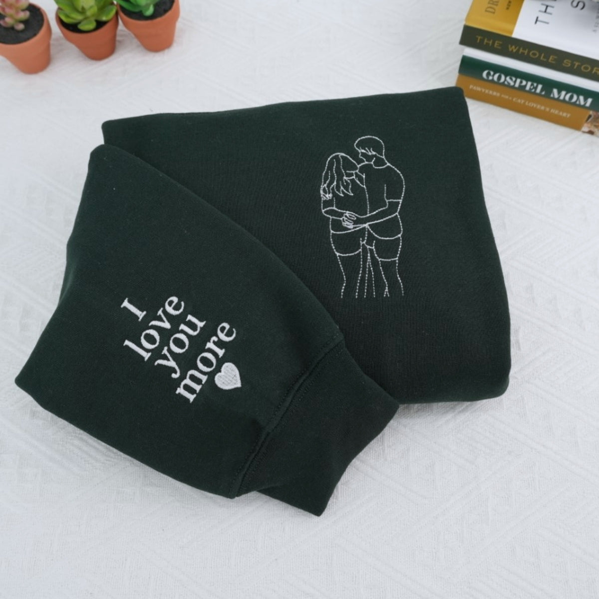 Individuell bestickte Engel- und Dämonenkatze-Kapuzenpullover für Paare