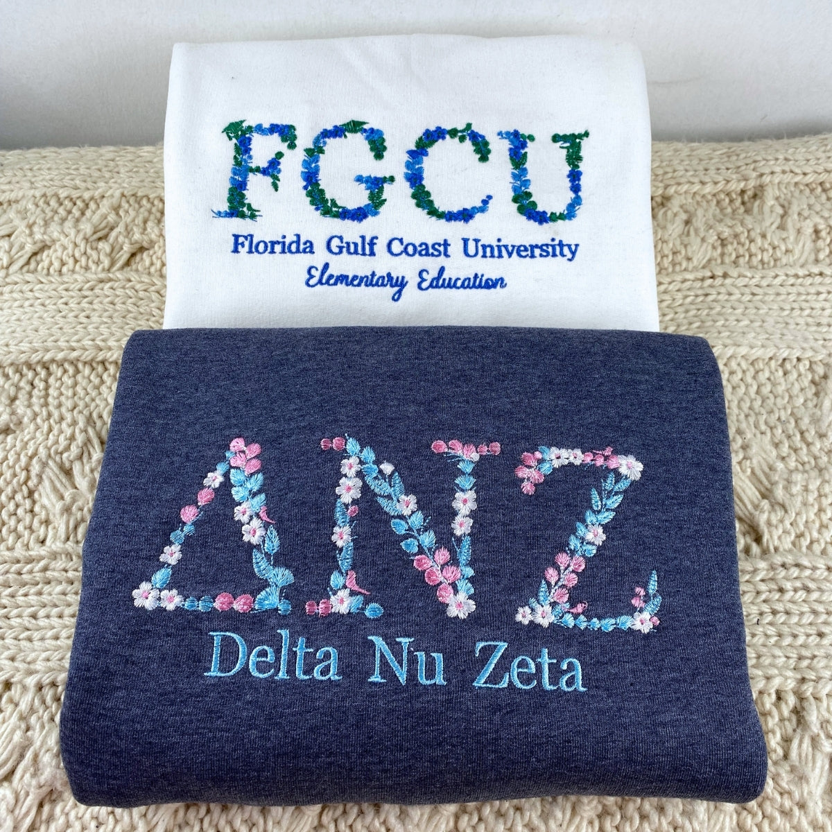 Custom Floral University Hoodies - Personalized Botanical College Embroidered Sweatshirts - Your Design