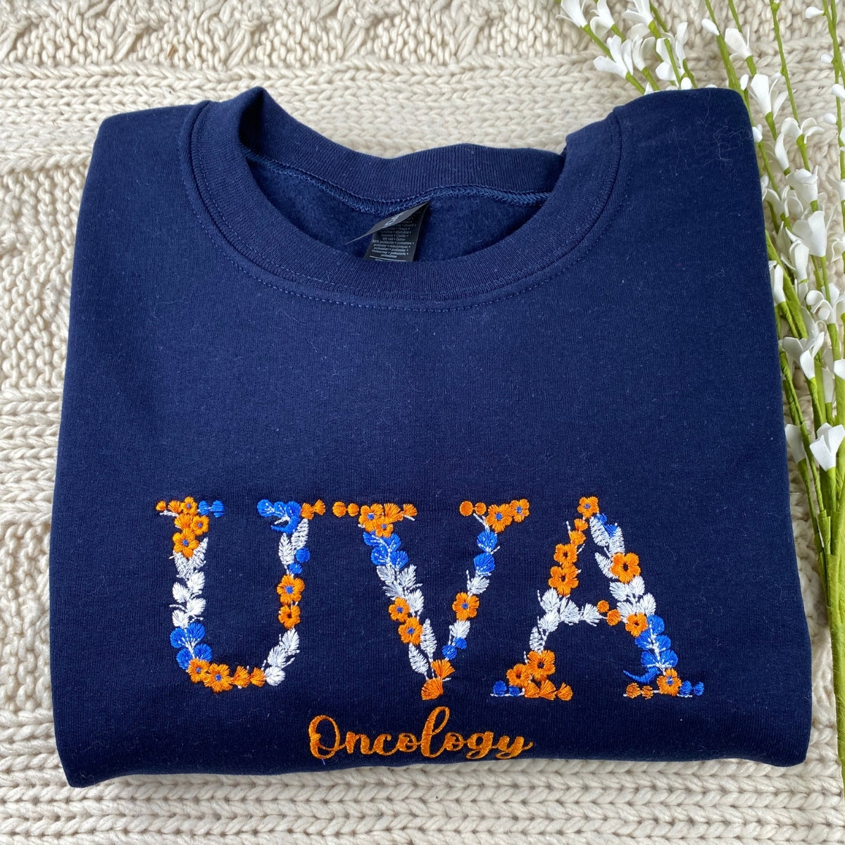 Custom Floral University Hoodies - Personalized Botanical College Embroidered Sweatshirts - Your Design