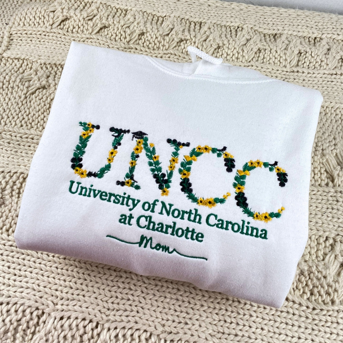 Custom Floral University Hoodies - Personalized Botanical College Embroidered Sweatshirts - Your Design