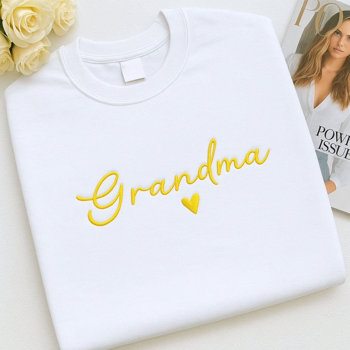 Custom Grandma Sweatshirt - Personalized EST Embroidered - Grandchildren Names Gift