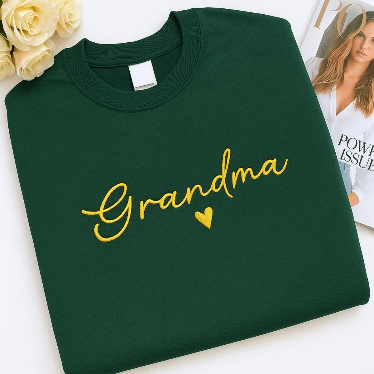 Custom Grandma Sweatshirt - Personalized EST Embroidered - Grandchildren Names Gift