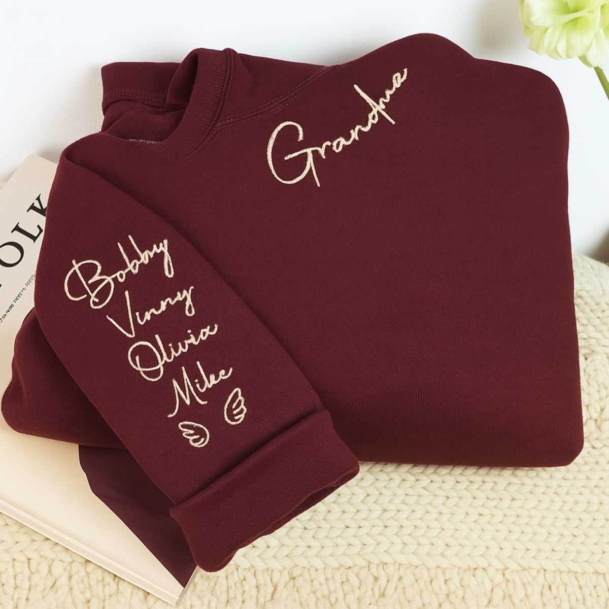 Custom Grandma Sweatshirts - Personalized Grandchildren Names Embroidered - Perfect Mother's Day Gift