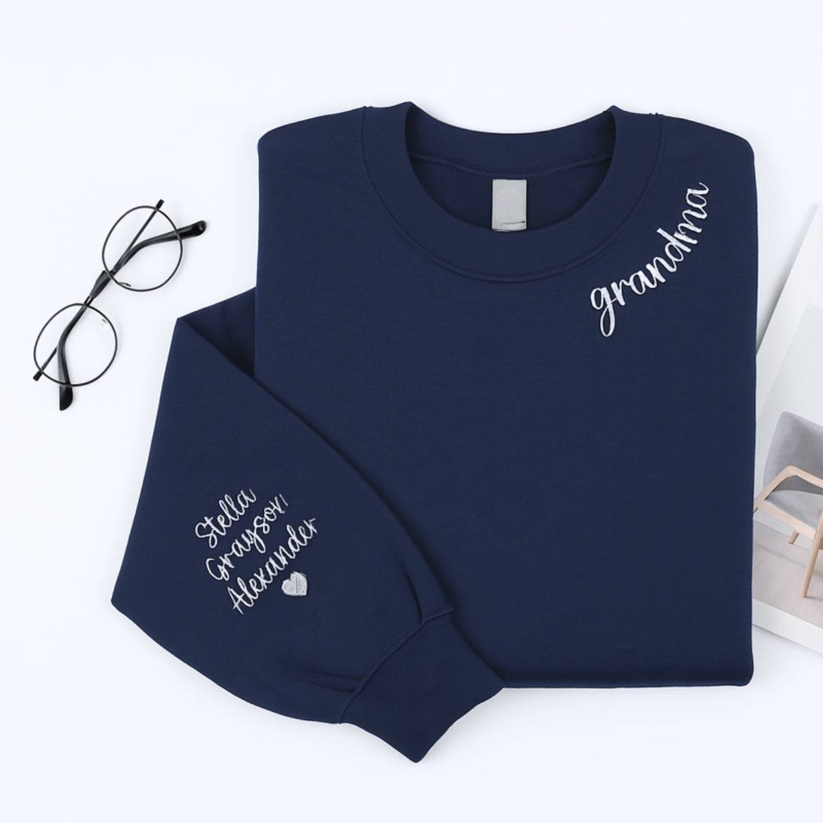 Custom Grandma Sweatshirts - Personalized Grandchildren Names Embroidered - Perfect Mother's Day Gift