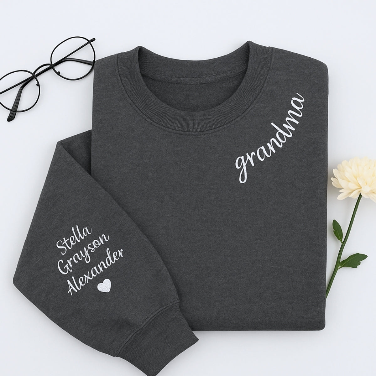 Custom Grandma Sweatshirts - Personalized Grandchildren Names Embroidered - Perfect Mother's Day Gift