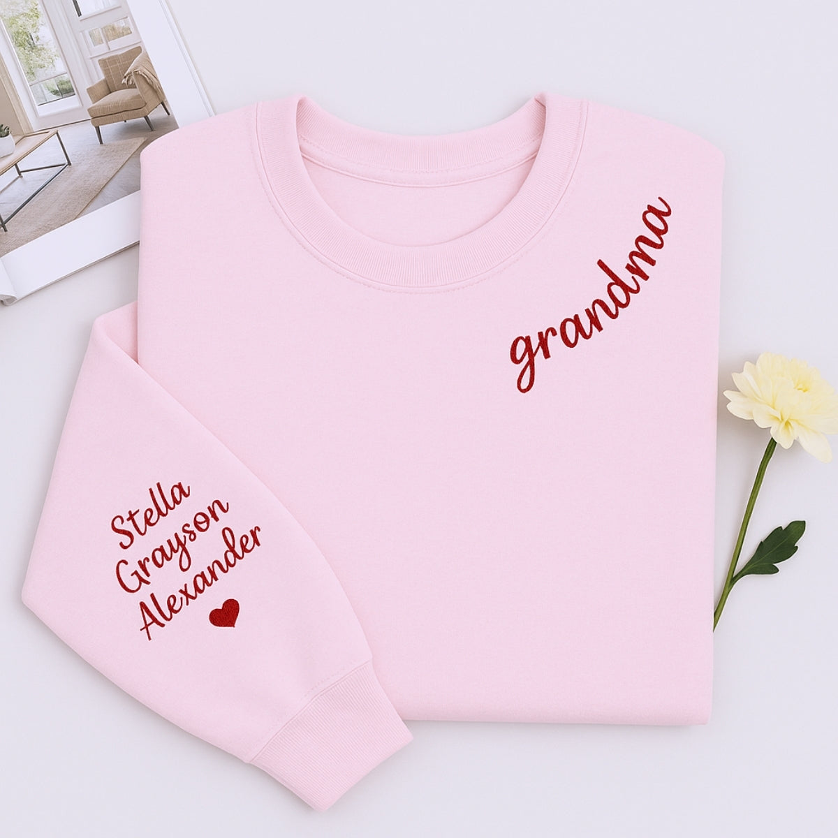 Custom Grandma Sweatshirts - Personalized Grandchildren Names Embroidered - Perfect Mother's Day Gift