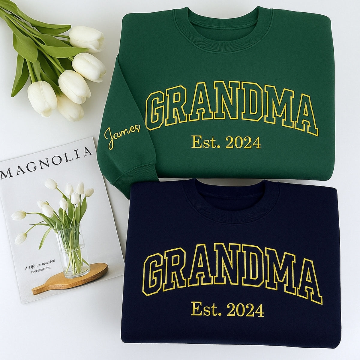 Custom Grandma Varsity Hoodie - Personalized Grandchildren Names - Perfect Mother's Day Gift