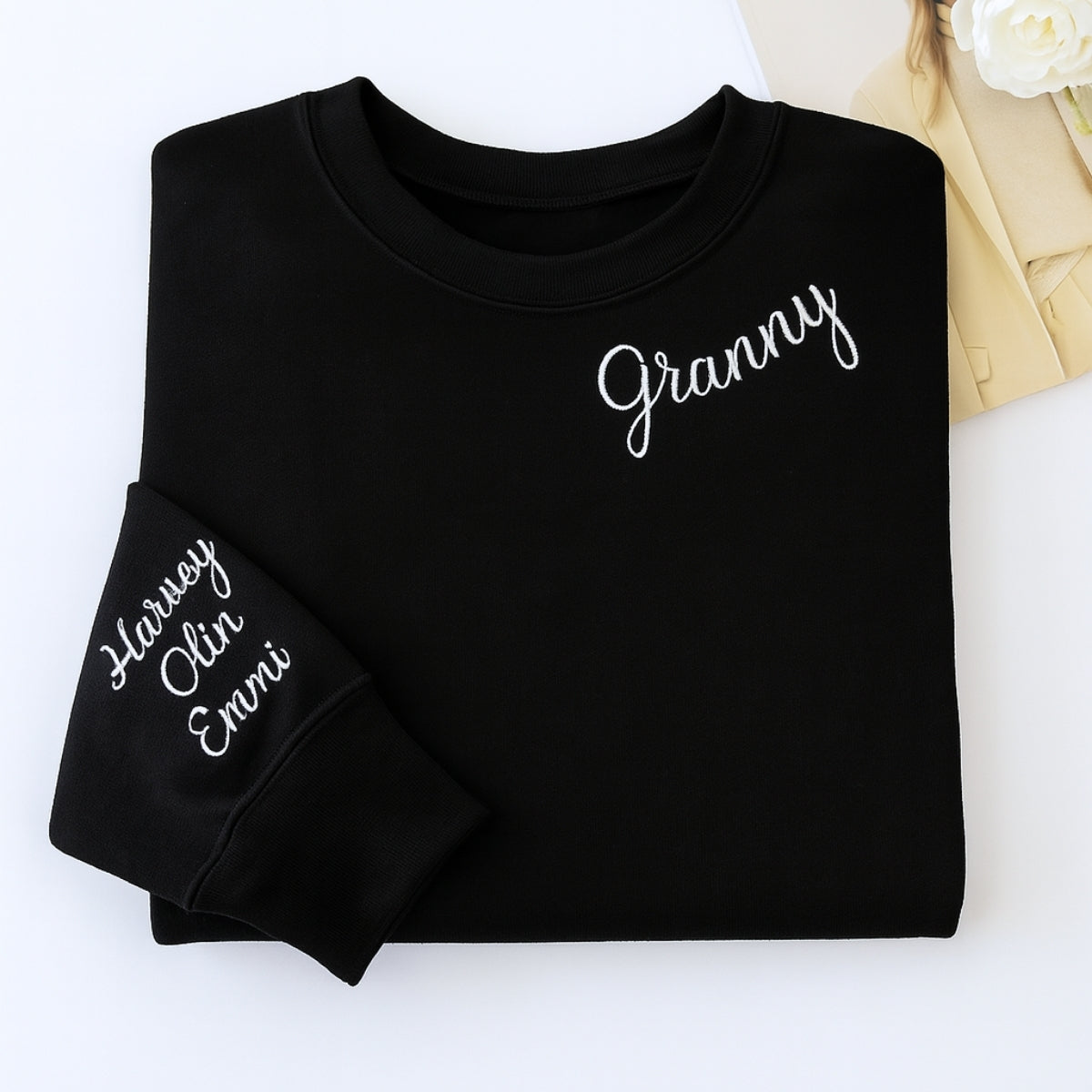 Custom Granny Hoodies - Personalized Grandchildren Names Embroidered Sweatshirts - Grandma Gift