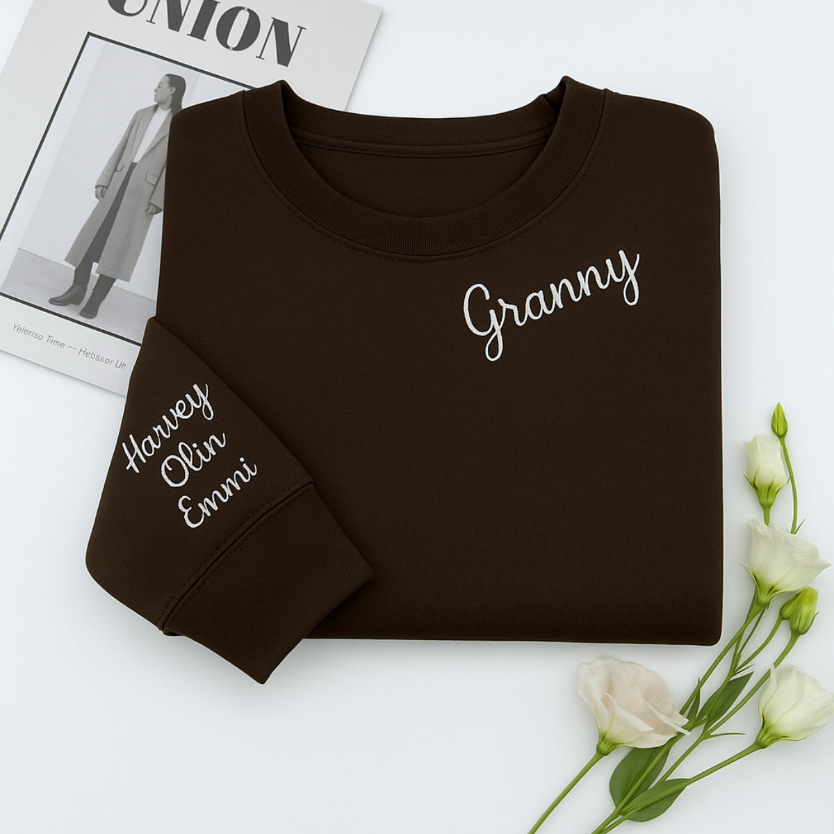 Custom Granny Hoodies - Personalized Grandchildren Names Embroidered Sweatshirts - Grandma Gift