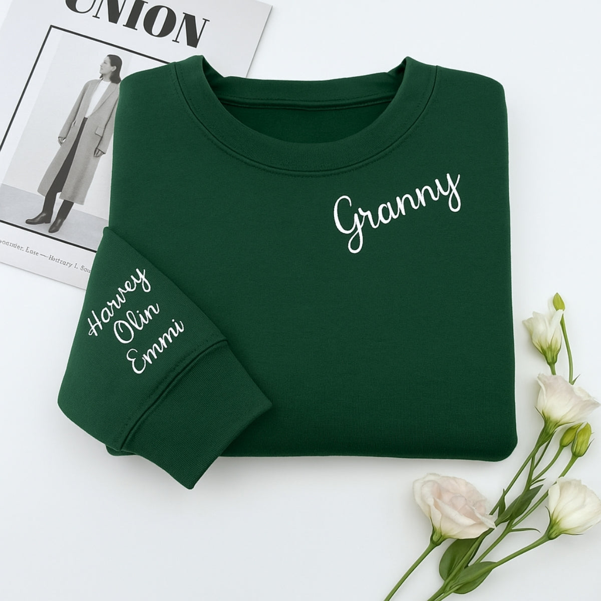 Custom Granny Hoodies - Personalized Grandchildren Names Embroidered Sweatshirts - Grandma Gift