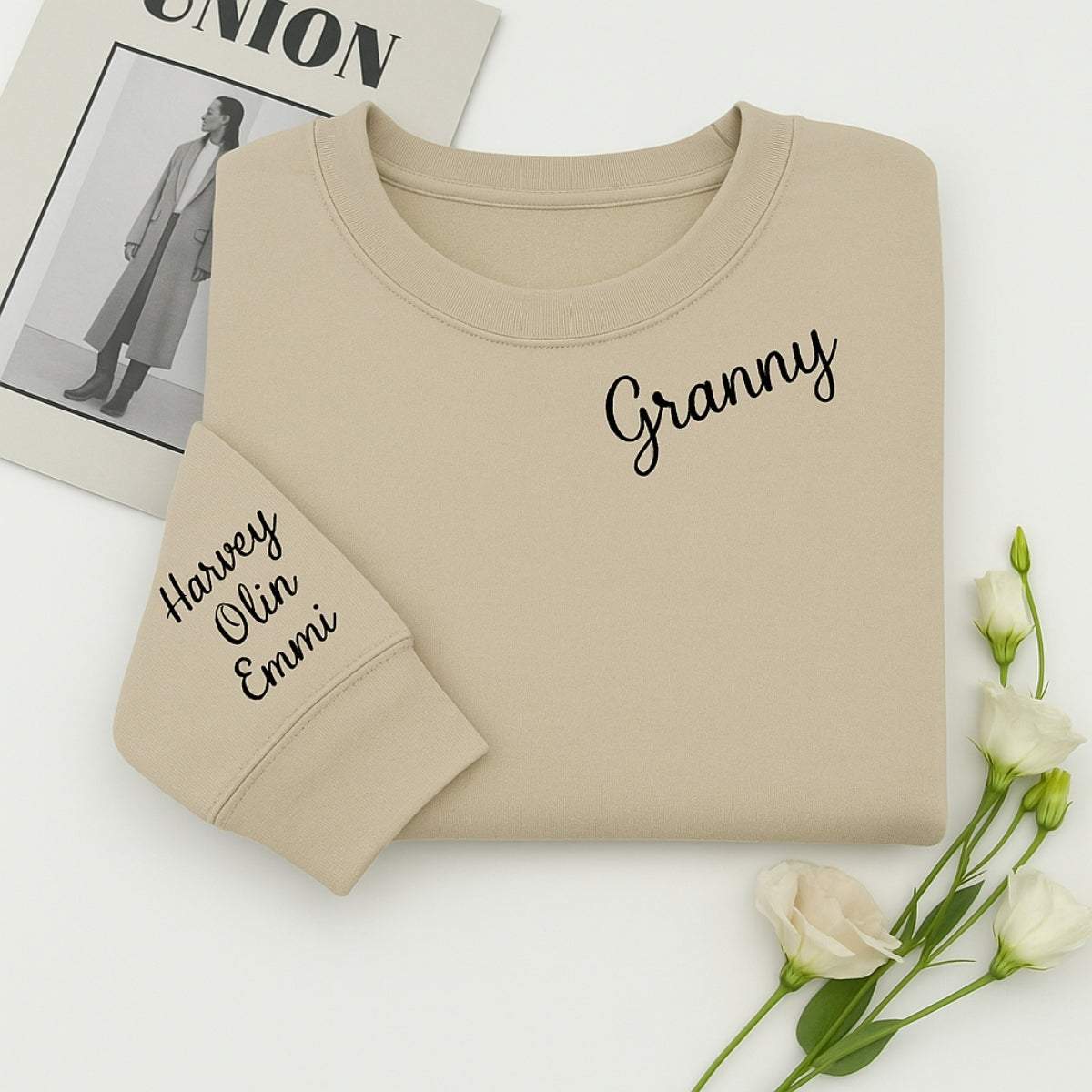 Custom Granny Hoodies - Personalized Grandchildren Names Embroidered Sweatshirts - Grandma Gift