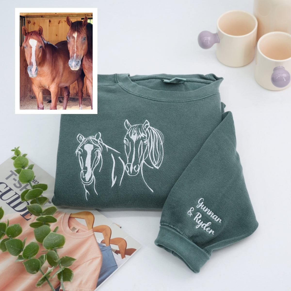 Sweats à capuche assortis brodés personnalisés avec ange et chat démon pour couples