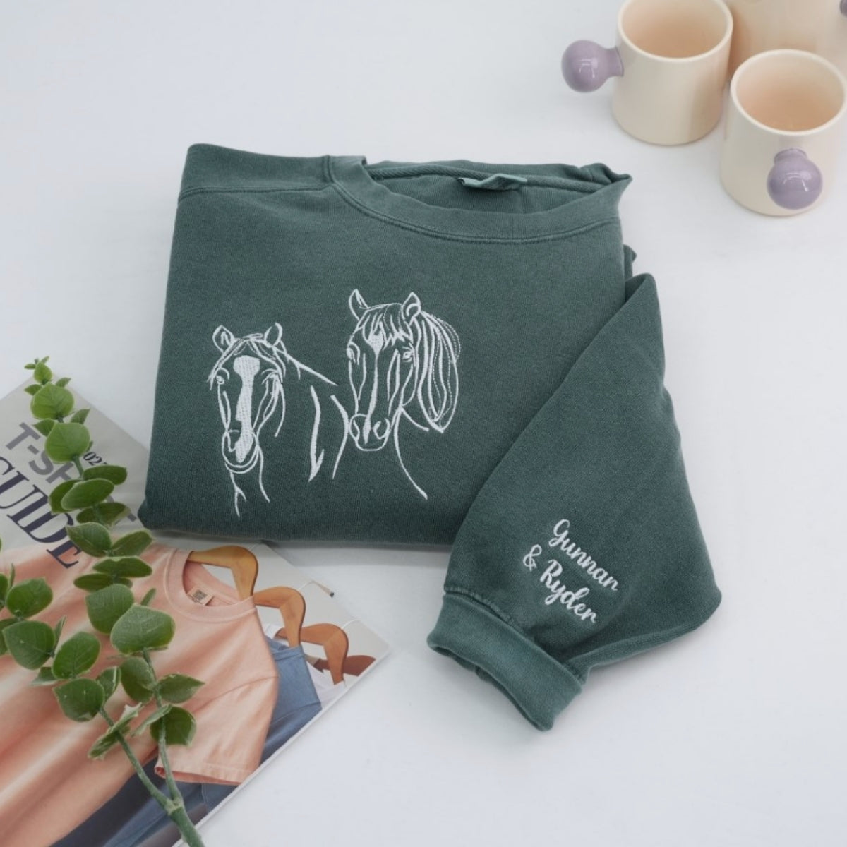 Individuell bestickte Engel- und Dämonenkatze-Kapuzenpullover für Paare