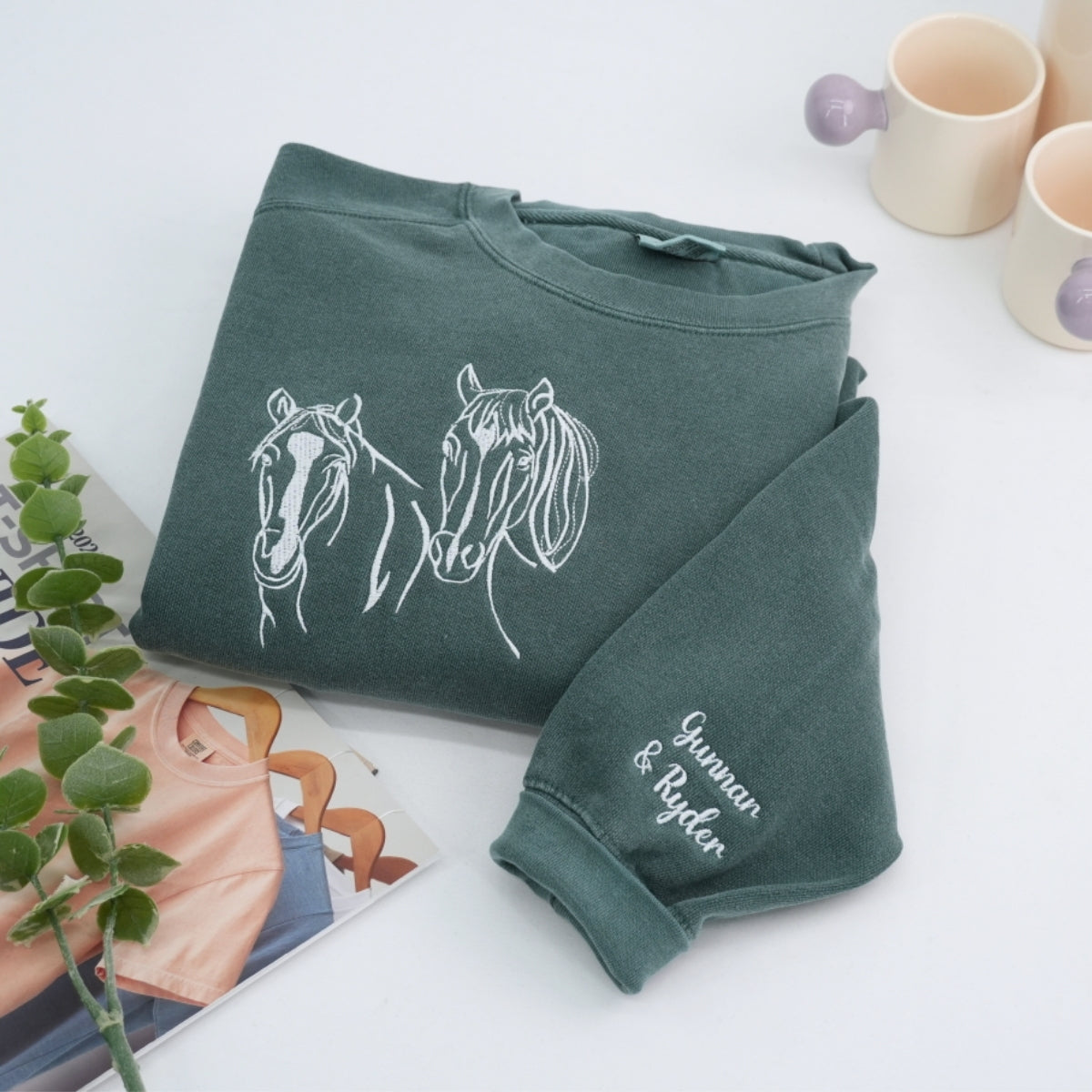 Individuell bestickte Engel- und Dämonenkatze-Kapuzenpullover für Paare