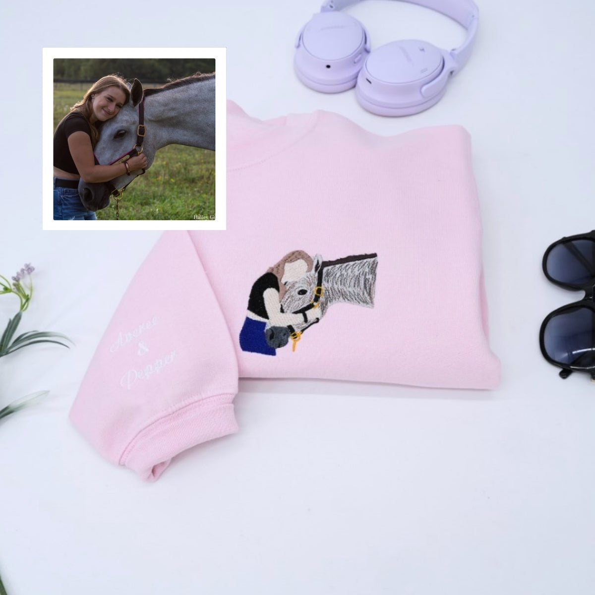 Individuell bestickte Engel- und Dämonenkatze-Kapuzenpullover für Paare