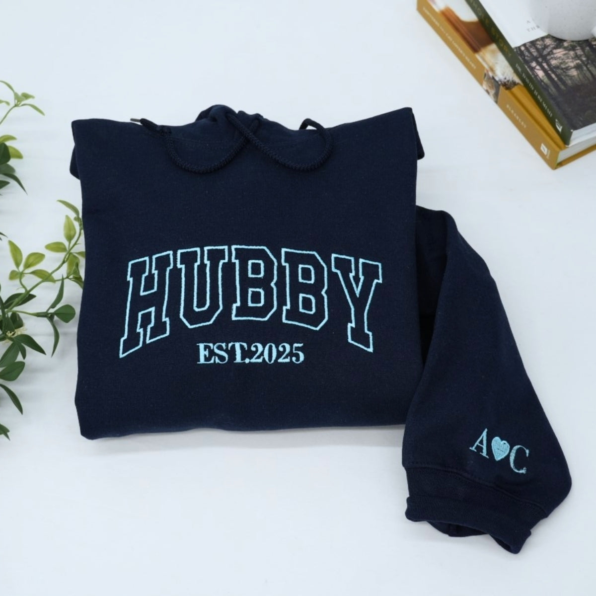 Custom Hubby Wifey Hoodies - Matching Embroidered Couples Sweatshirts - Perfect Anniversary Gift