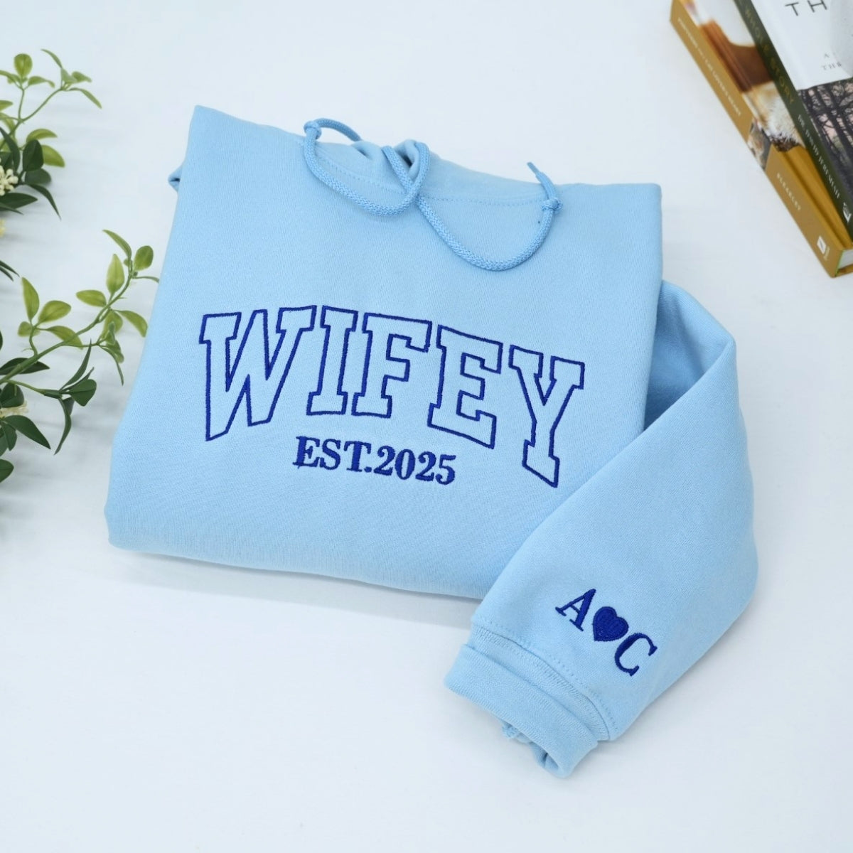 Custom Hubby Wifey Hoodies - Matching Embroidered Couples Sweatshirts - Perfect Anniversary Gift