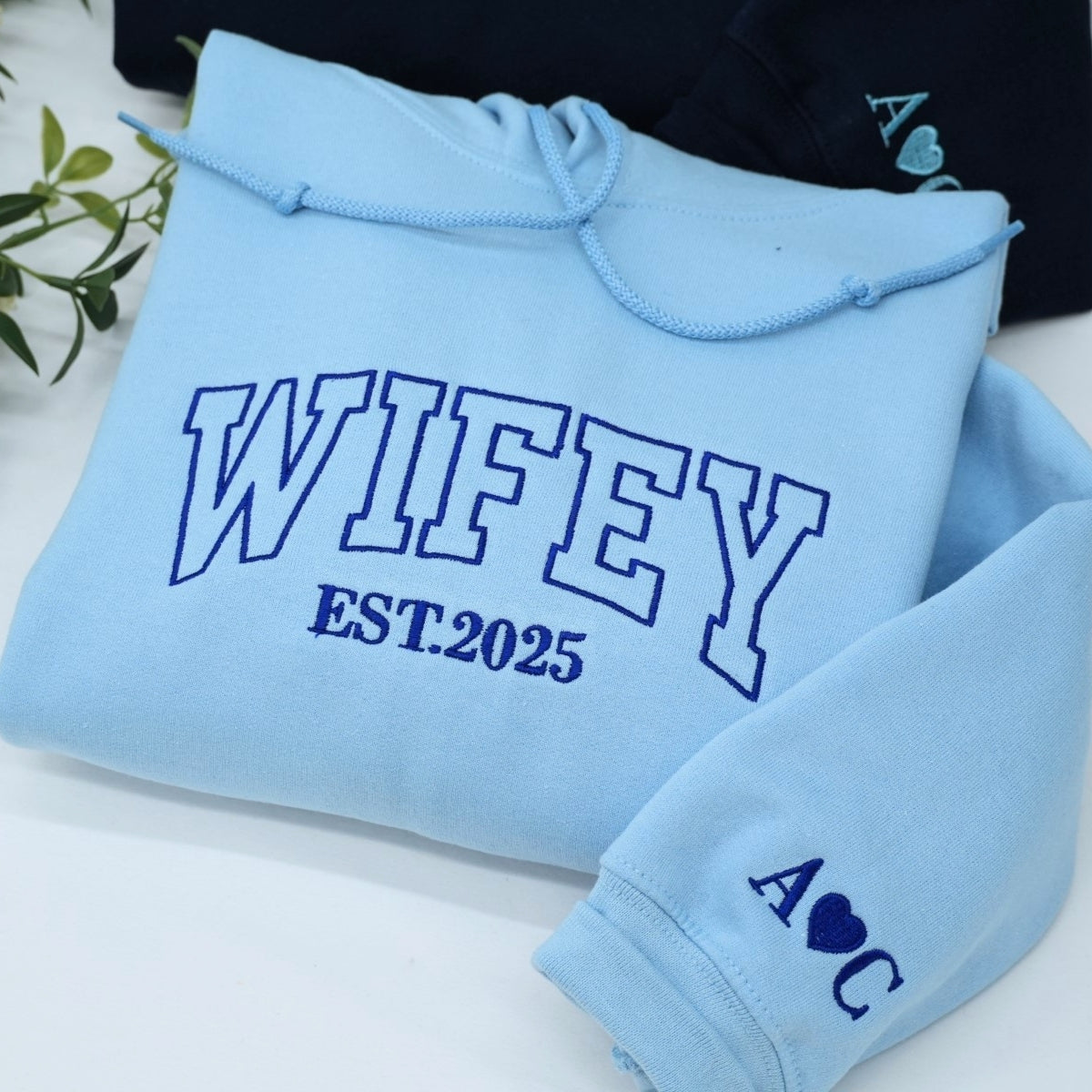 Custom Hubby Wifey Hoodies - Matching Embroidered Couples Sweatshirts - Perfect Anniversary Gift