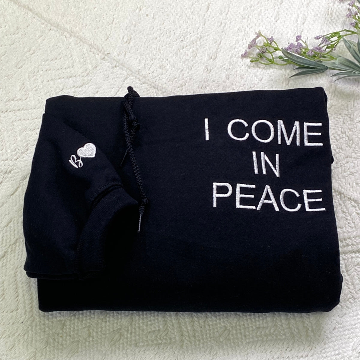 Personalisierter I Come In Peace Hoodie, passender bestickter Hoodie für Paare