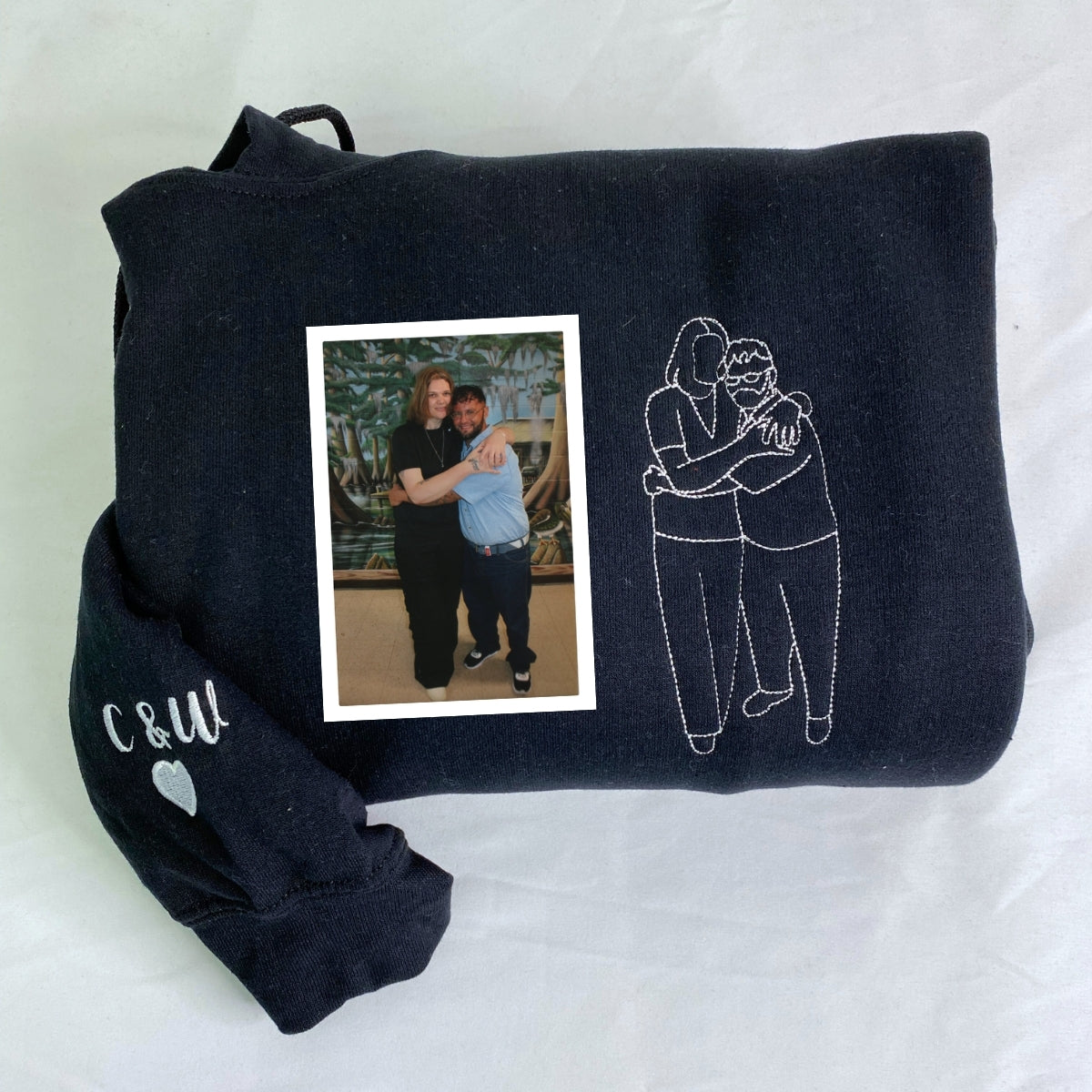 Individuell bestickte Engel- und Dämonenkatze-Kapuzenpullover für Paare