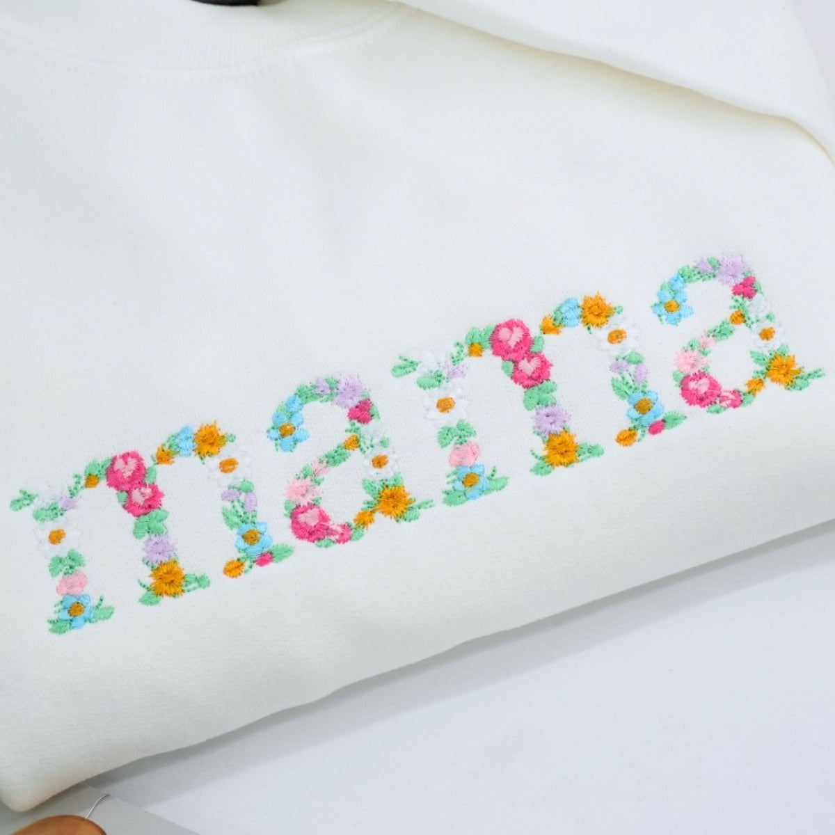 Custom Mama Floral Sweatshirt - Mom Embroidered Flower Letter Design - Perfect Mother's Day Gift