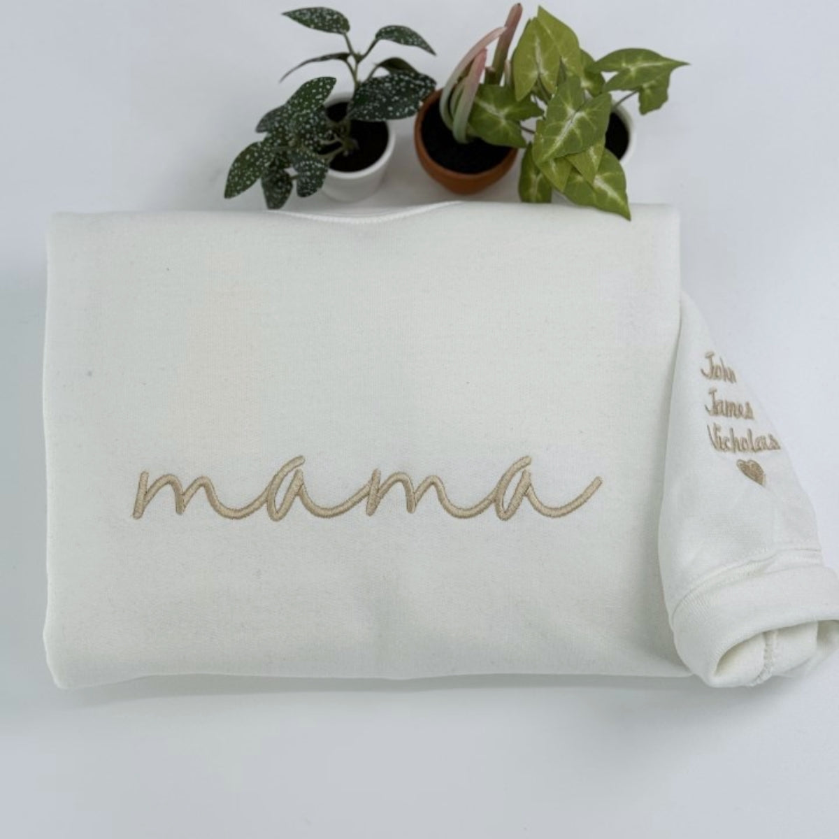 Custom Mama Sweatshirts - Blue Script Embroidered Hoodies with Kids Names - Perfect Multi Child Mother Gift